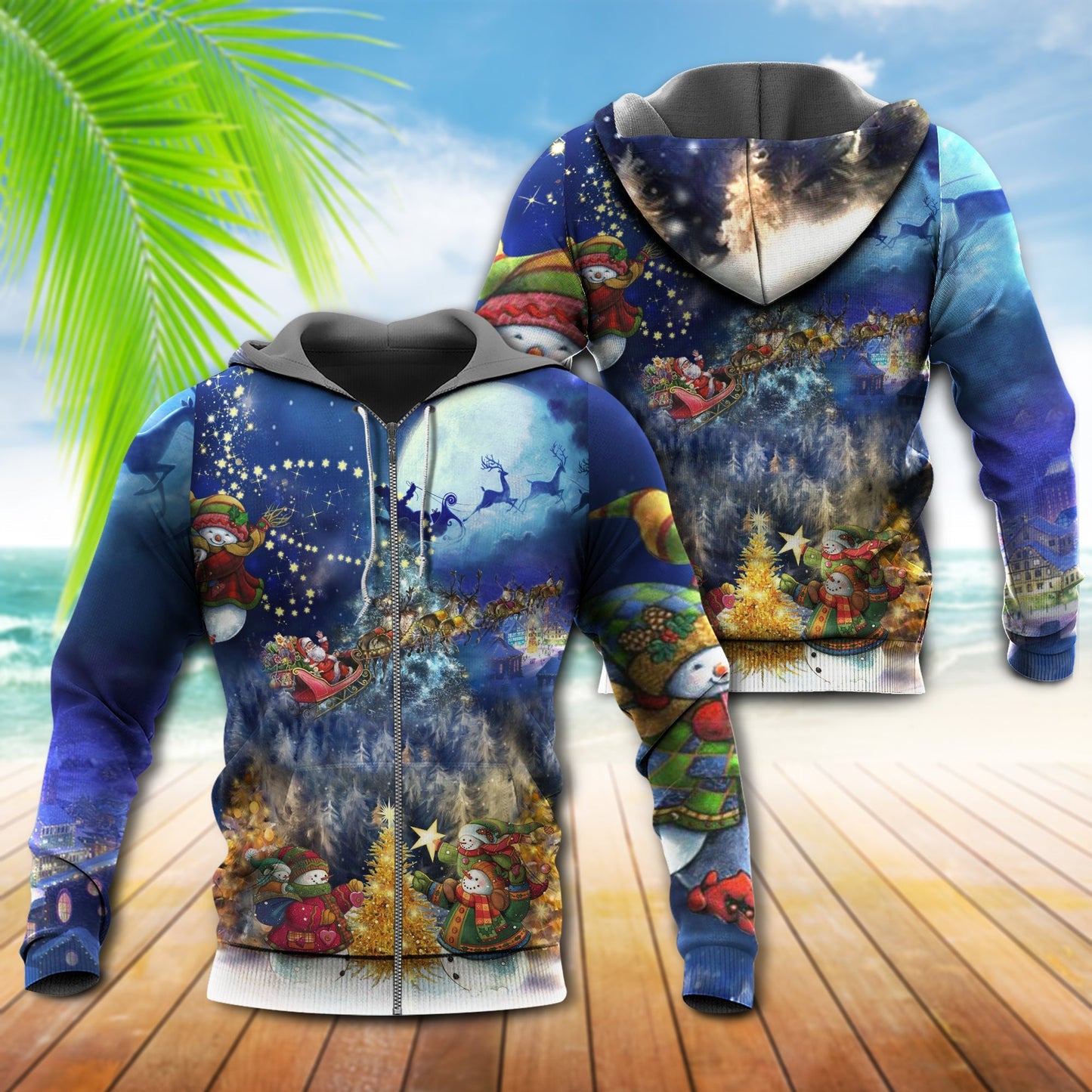 Christmas Family Love Night Scene - 3D Hoodie