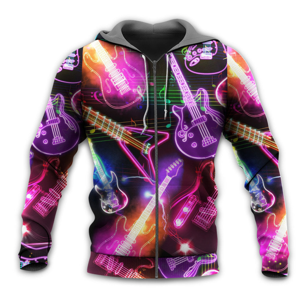 Christmas Guitar Neon Style - 3D Hoodie
