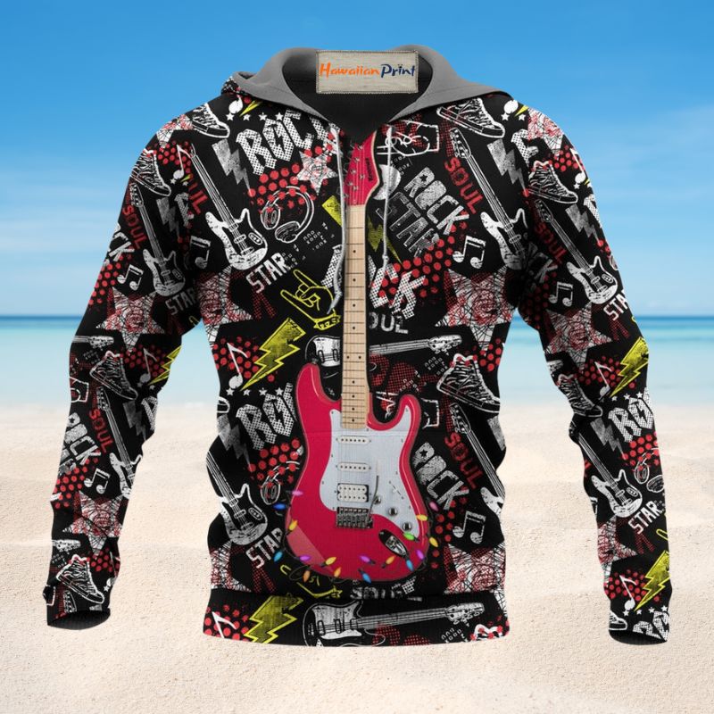 Christmas Guitar Rock Soul - 3D Hoodie