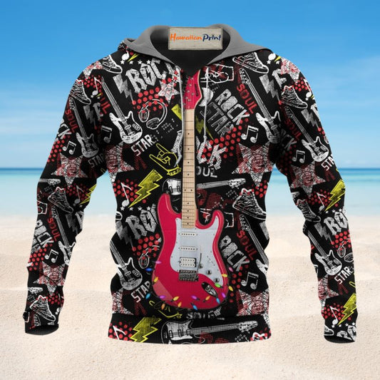 Christmas Guitar Rock Soul - 3D Hoodie