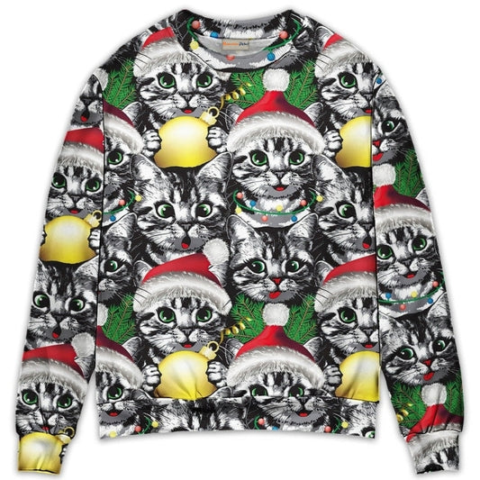 Christmas Meowy Xmas Cat Lover – Sweater - Ugly Christmas Sweater