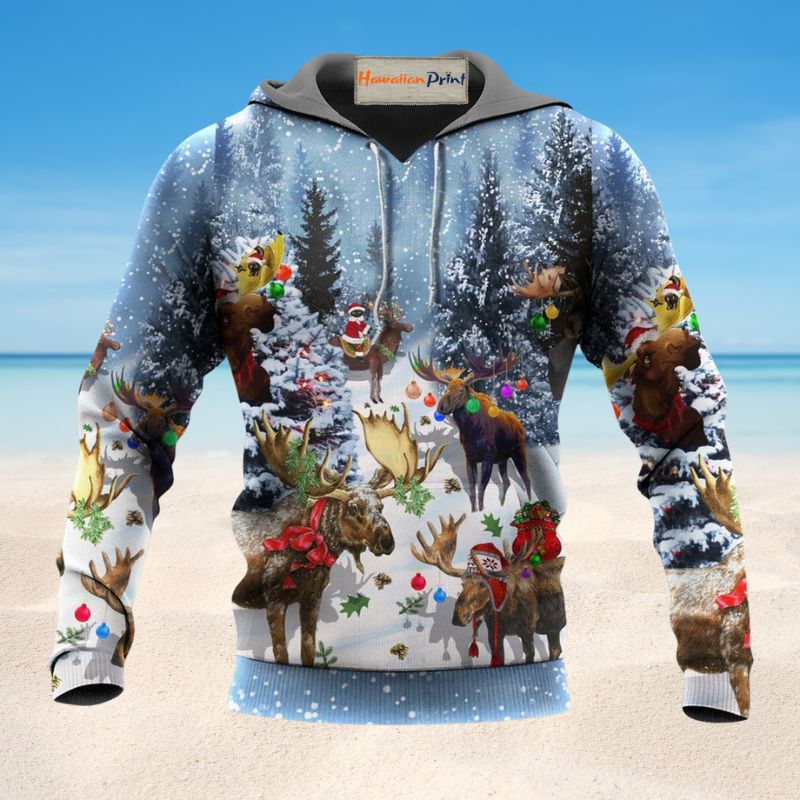 Christmas Moose Snowy Xmas - 3D Hoodie