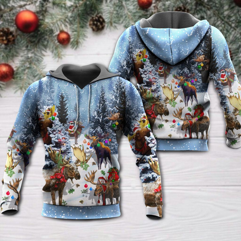 Christmas Moose Snowy Xmas - 3D Hoodie