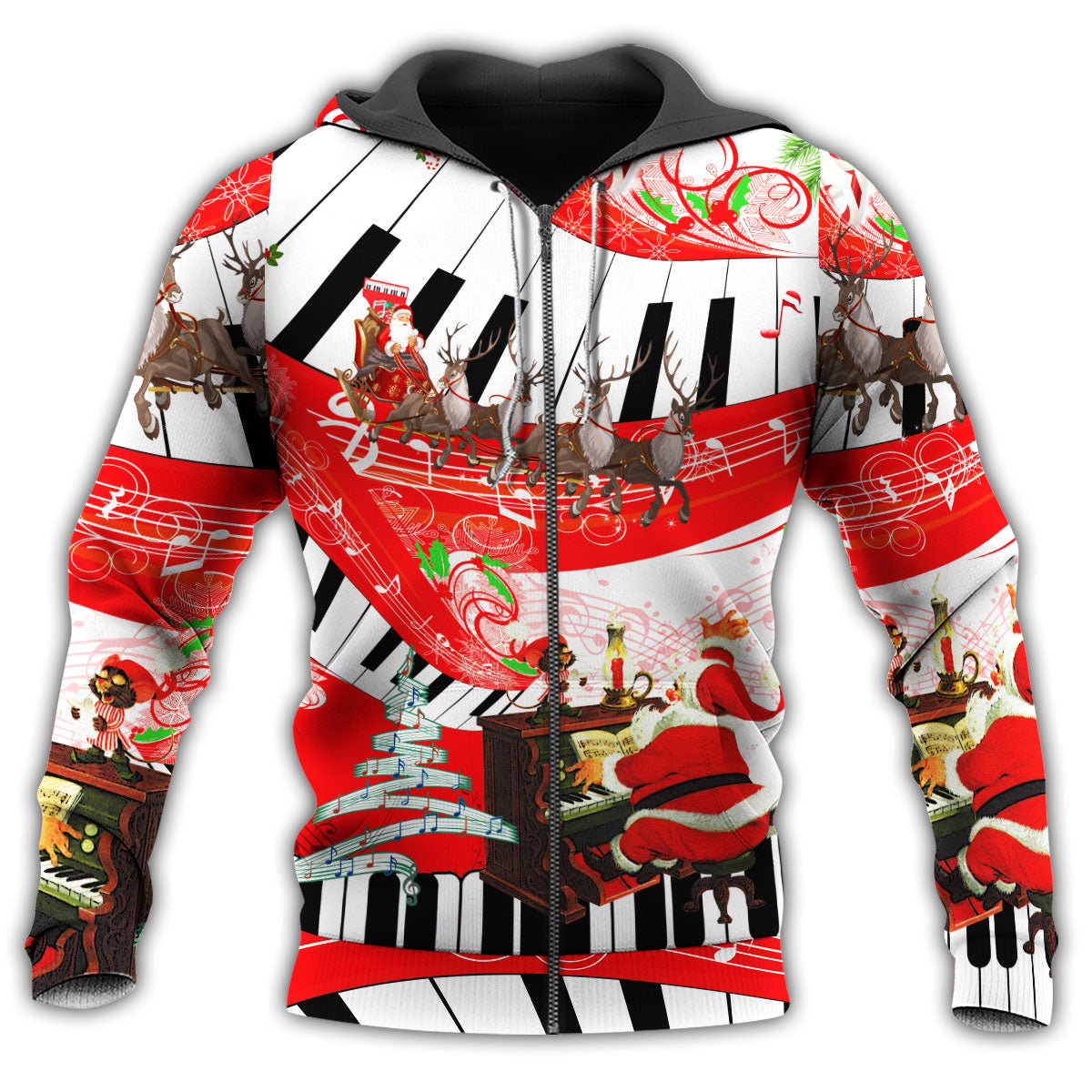Christmas Music Love Red Style - 3D Hoodie2