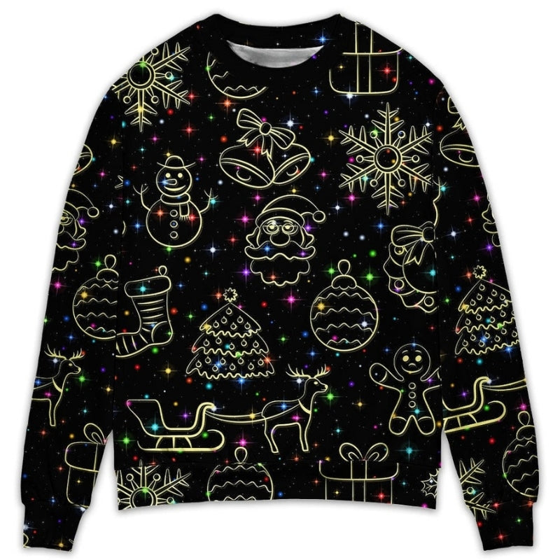 Christmas Neon Light Starry Night Art – Sweater - Ugly Christmas Sweater