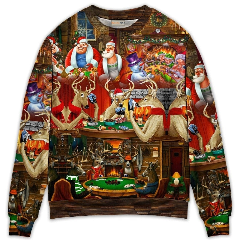 Christmas Poker Night Santa And Friends – Sweater - Ugly Christmas Sweater