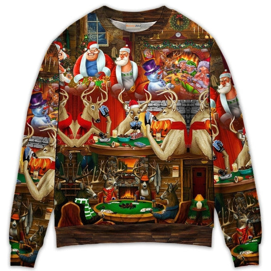 Christmas Poker Night Santa And Friends – Sweater - Ugly Christmas Sweater