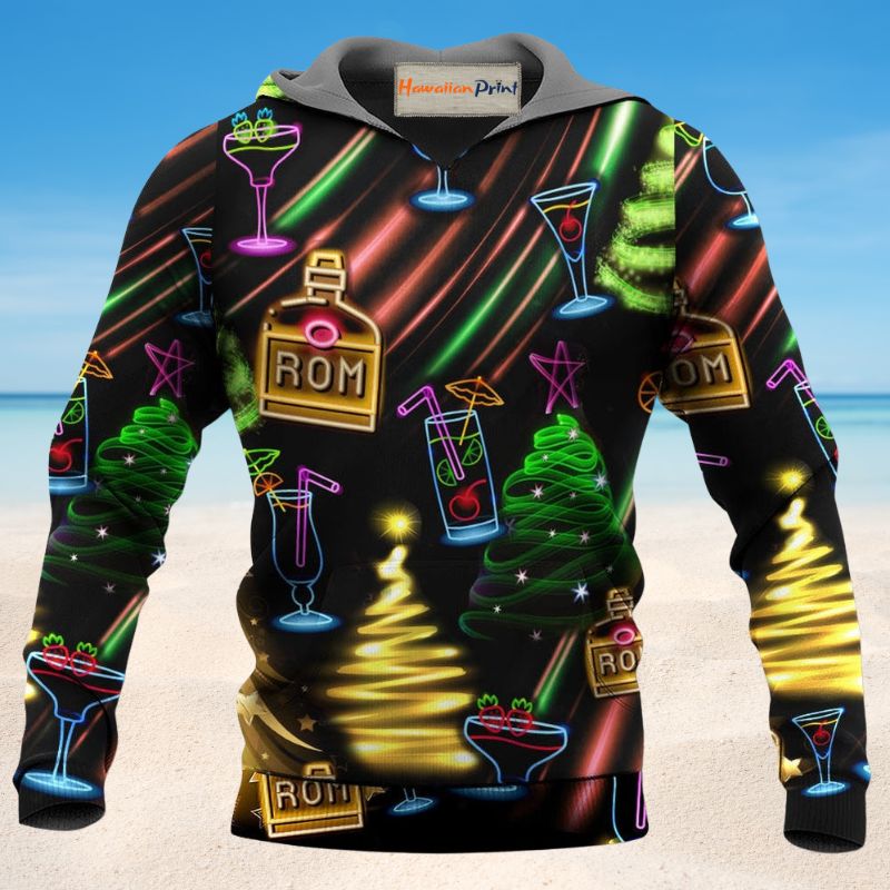 Christmas Rum Neon Art - 3D Hoodie