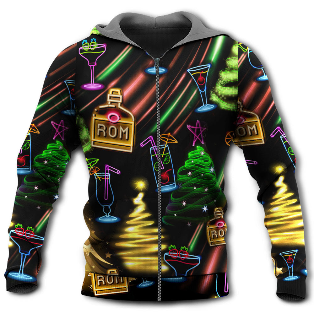 Christmas Rum Neon Art - 3D Hoodie