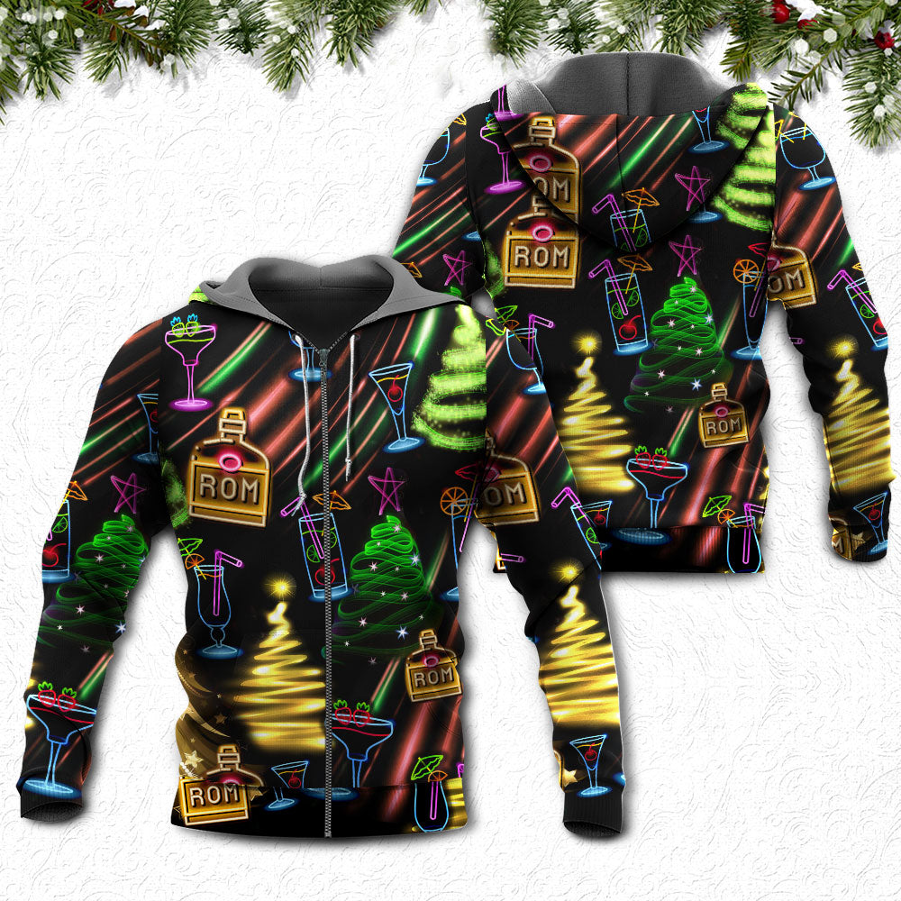 Christmas Rum Neon Art - 3D Hoodie