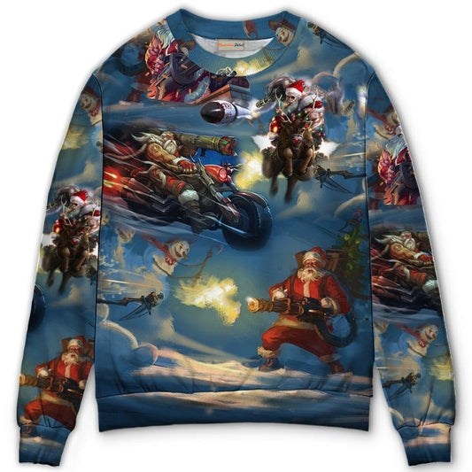 Christmas Santa Action Adventure Style – Sweater - Ugly Christmas Sweater