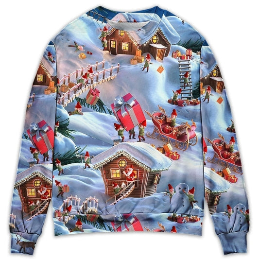 Christmas Santa And Gnome Merry Xmas – Sweater - Ugly Christmas Sweater