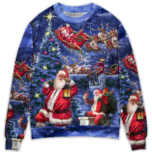 Christmas Santa Chilling Happy Xmas Light – Sweater - Ugly Christmas Sweater