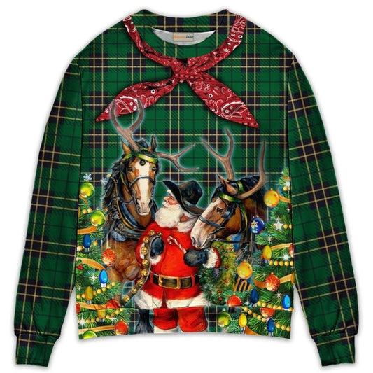 Christmas Santa Cowboy Green Style – Sweater - Ugly Christmas Sweater