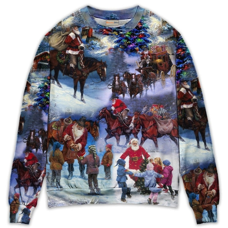 Christmas Santa Cowboy Love Children – Sweater - Ugly Christmas Sweater