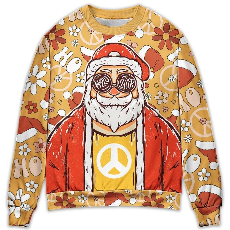Christmas Santa Cutie Hippie Groovy Style – Sweater - Ugly Christmas Sweater