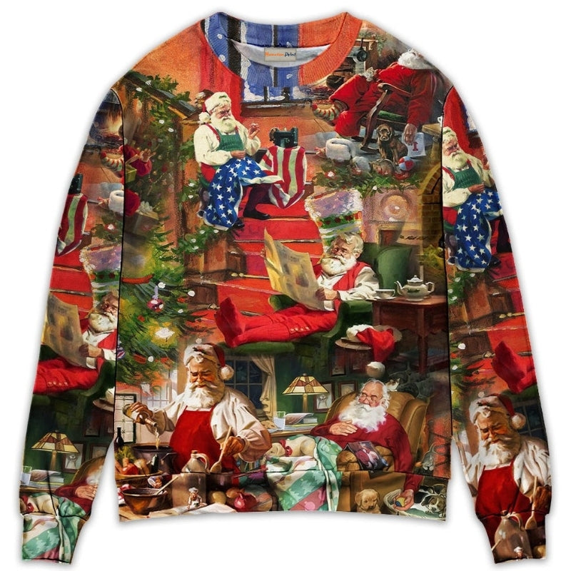 Christmas Santa Daily Life Art Style – Sweater - Ugly Christmas Sweater