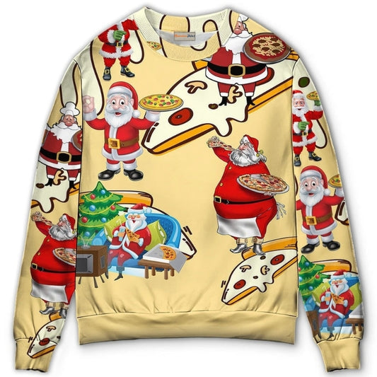 Christmas Santa Eating Pizza Fun – Sweater - Ugly Christmas Sweater
