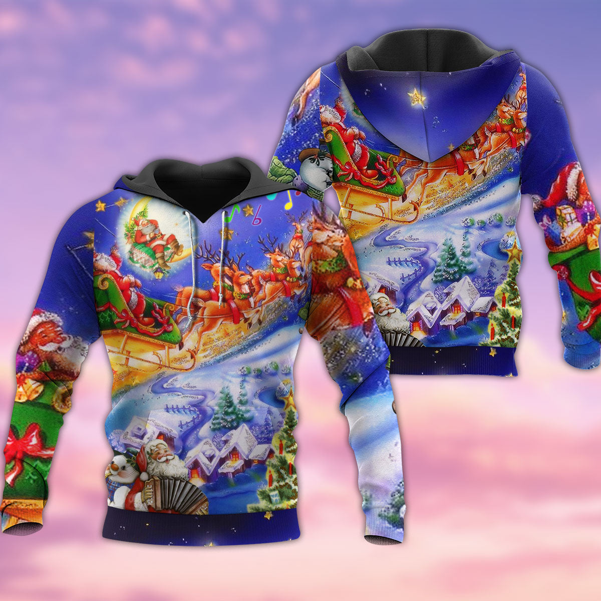Christmas Santa Love Purple - 3D Hoodie3