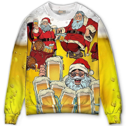 Christmas Santa Loves Holiday Drinks – Sweater - Ugly Christmas Sweater