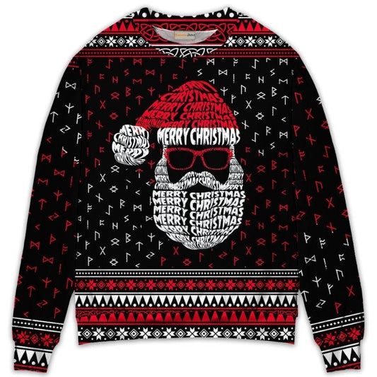 Christmas Santa Retro Viking Pattern – Sweater - Ugly Christmas Sweater