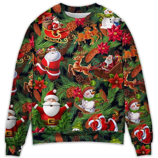 Christmas Santa Snowman Merry Xmas All – Sweater - Ugly Christmas Sweater