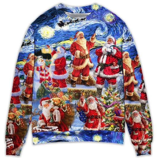 Christmas Santa Snowy Night Merry Xmas – Sweater - Ugly Christmas Sweater