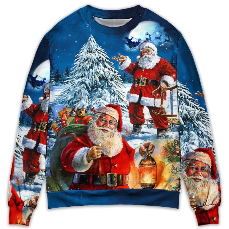 Christmas Santa Story Night Is Coming Art – Sweater - Ugly Christmas Sweater