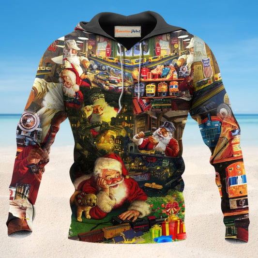 Christmas Santa Toy Train Factory - 3D Hoodie