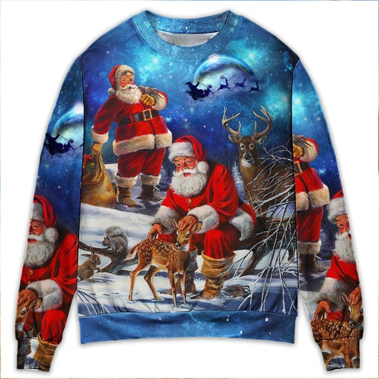 Christmas Santa Xmas Is Coming Night Art – Sweater - Ugly Christmas Sweater