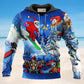 Christmas Skull Blue Sky - 3D Hoodie
