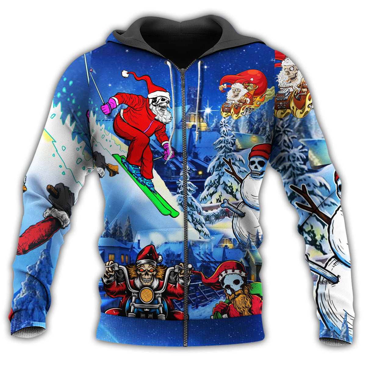 Christmas Skull Blue Sky - 3D Hoodie2