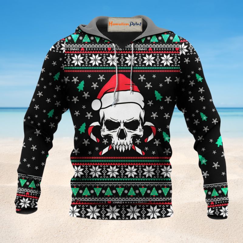 Christmas Skull Santa Hat Candy - 3D Hoodie