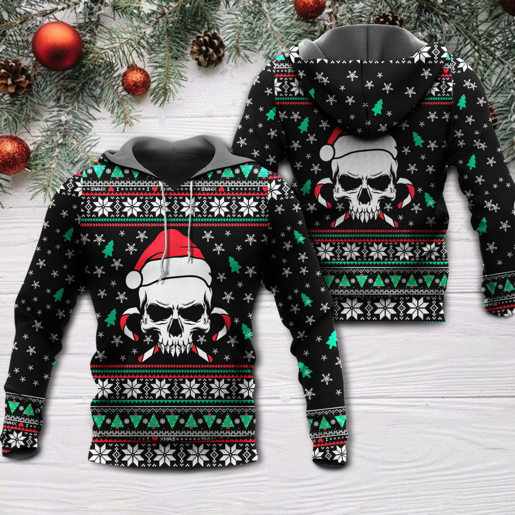Christmas Skull Santa Hat Candy - 3D Hoodie