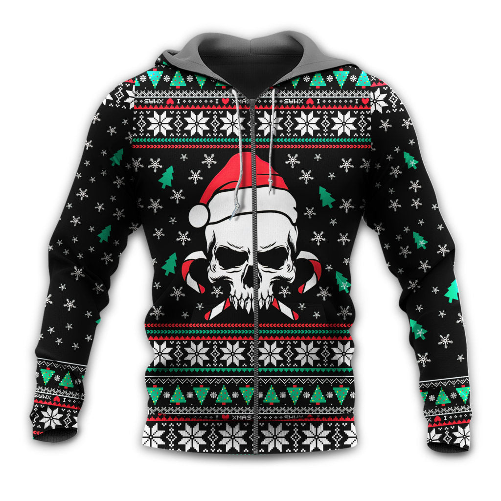 Christmas Skull Santa Hat Candy - 3D Hoodie