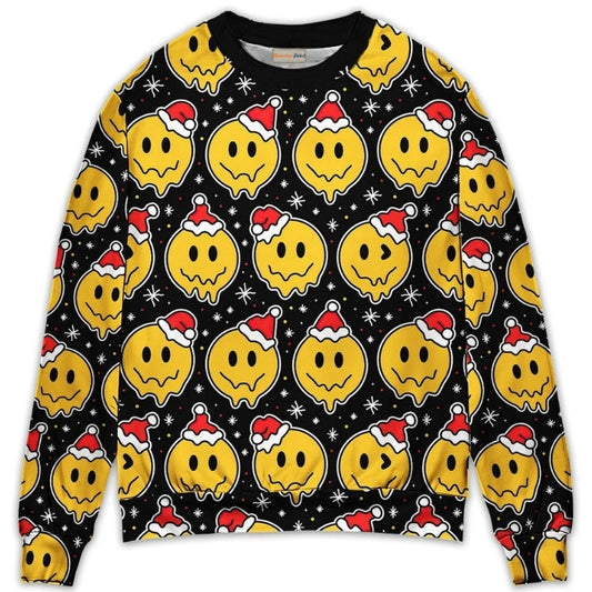 Christmas Smile Happy Face Santa Hat – Sweater - Ugly Christmas Sweater