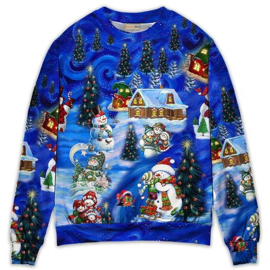 Christmas Snowman Chilling With Friends – Sweater - Ugly Christmas Sweater