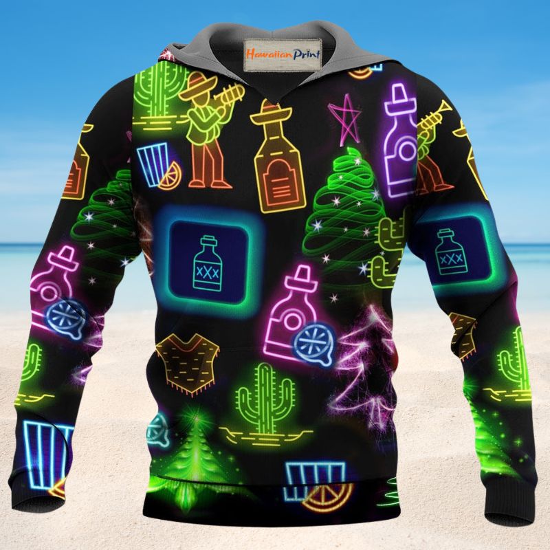 Christmas Tequila Neon Art - 3D Hoodie