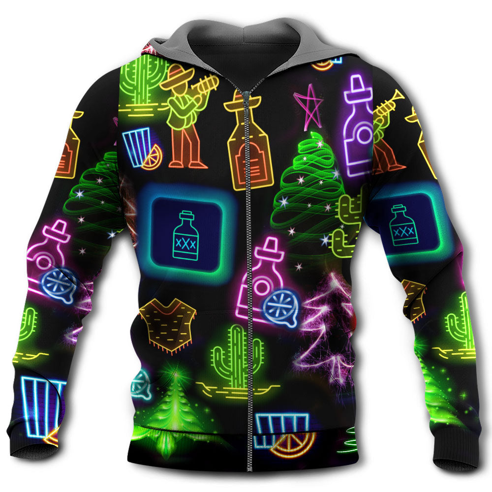 Christmas Tequila Neon Art - 3D Hoodie