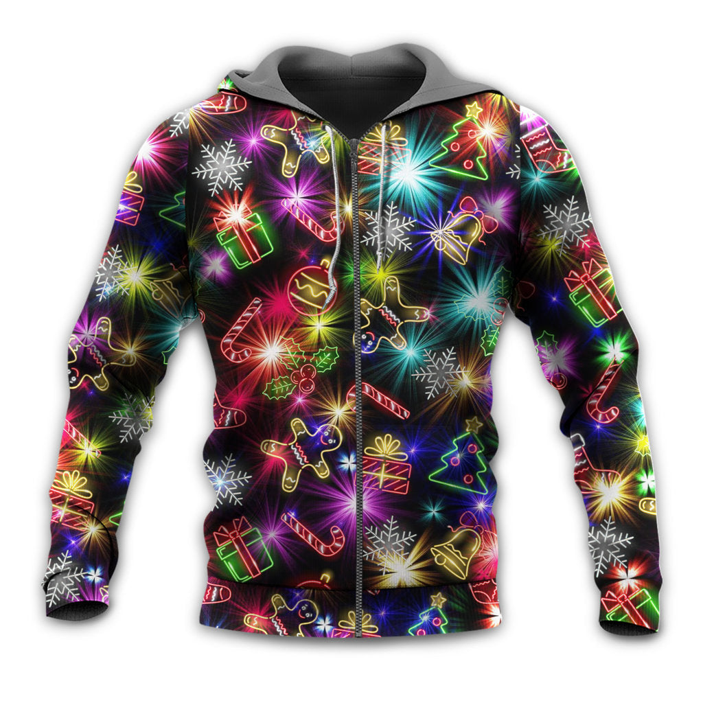 Christmas Tree Cookies Gingerbread Neon - 3D Hoodie