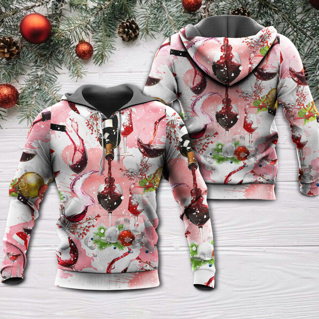 Christmas Wine Glass Celebration - 3D Hoodie