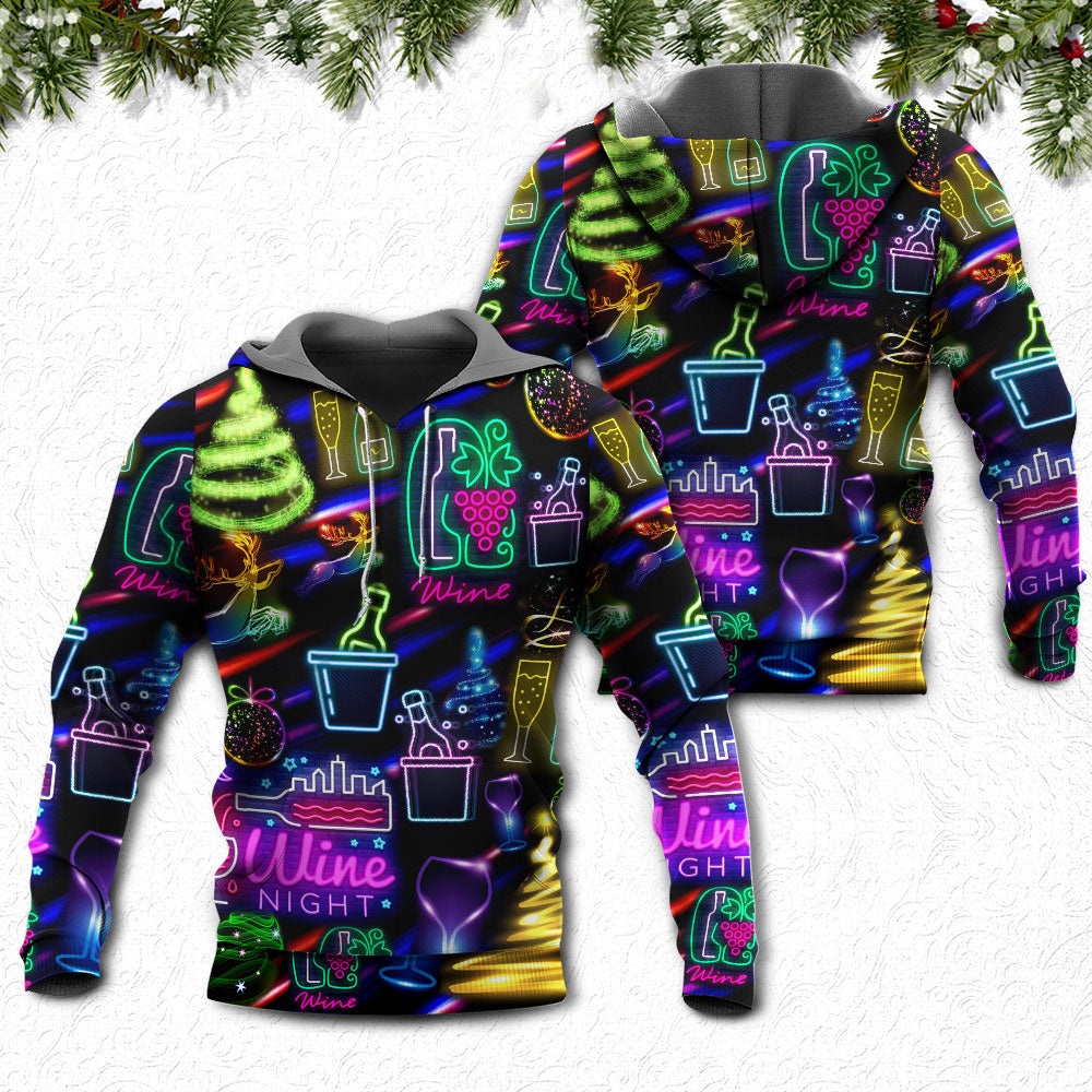 Christmas Wine Neon Art - 3D Hoodie