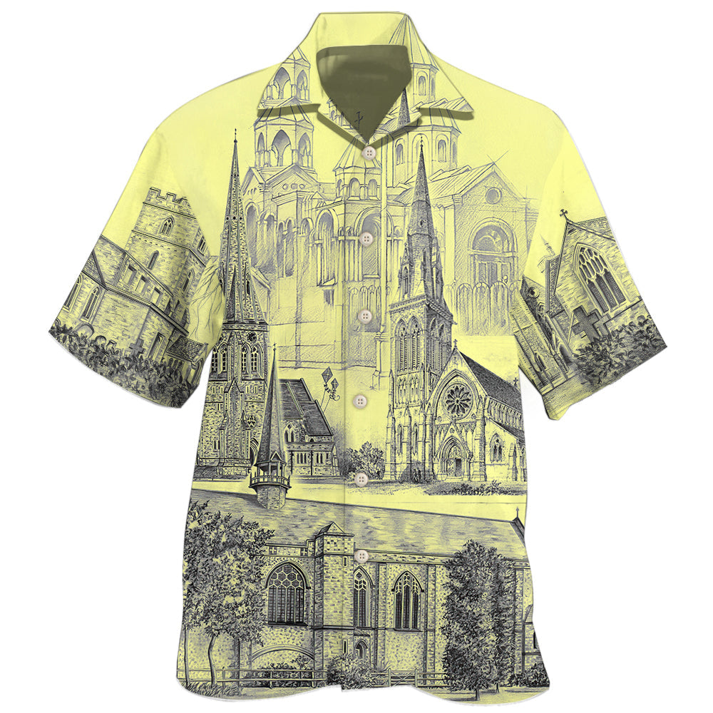 Vintage Church Architectural Art – Hawaiian Shirt