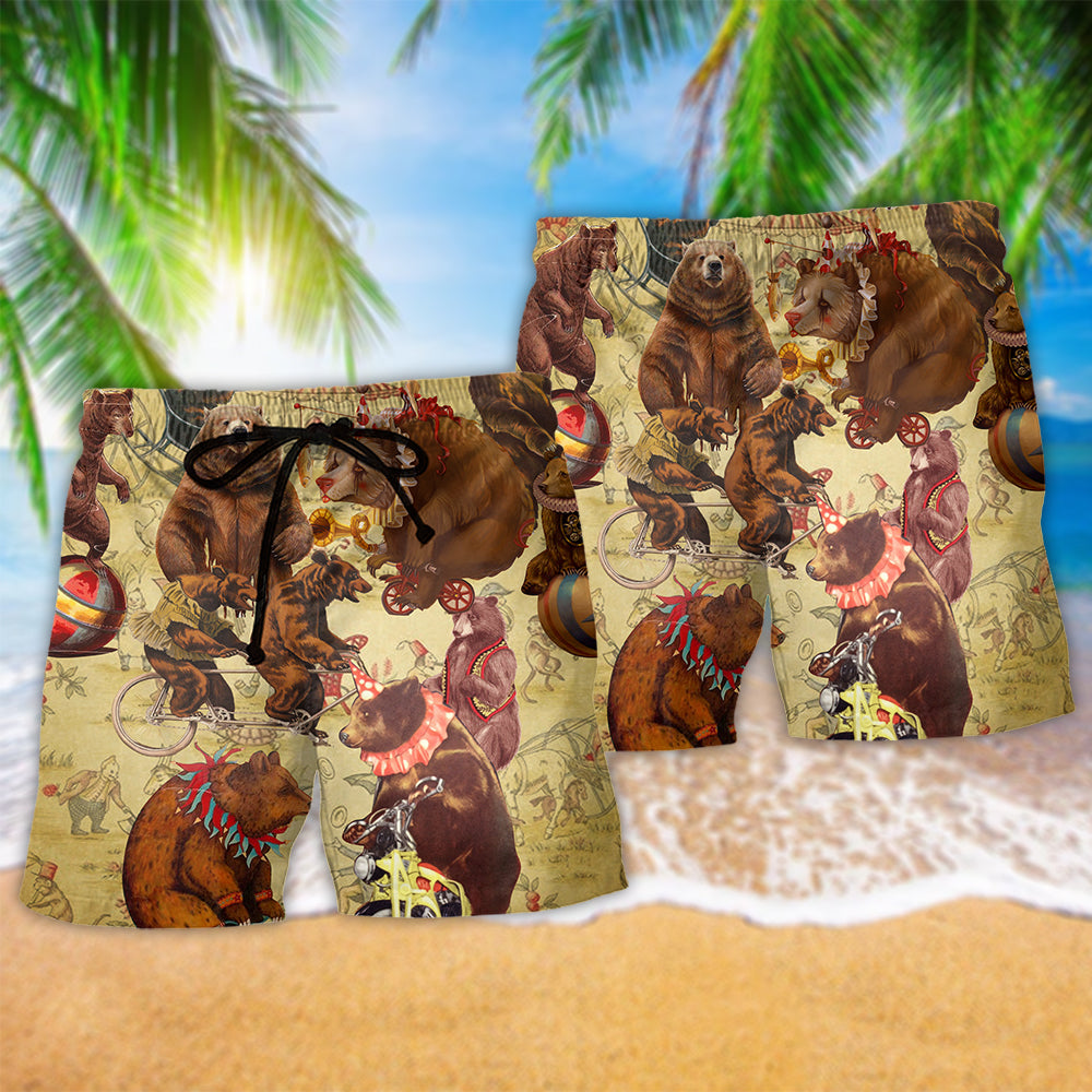 Circus Bears Playful Art Style – Beach Short