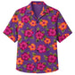 Classic Floral Hawaiian Shirt- Amber Hibiscus Palm Sunset Print