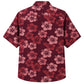 Classic Floral Hawaiian Shirt- Black Hibiscus Monochrome Leaf Print