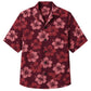 Classic Floral Hawaiian Shirt- Black Hibiscus Monochrome Leaf Print
