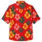 Classic Floral Hawaiian Shirt- Blue Hibiscus Wave Crest Print