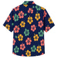 Classic Floral Hawaiian Shirt- Charcoal Hibiscus Bold Leaf Print