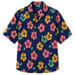 Classic Floral Hawaiian Shirt- Charcoal Hibiscus Bold Leaf Print